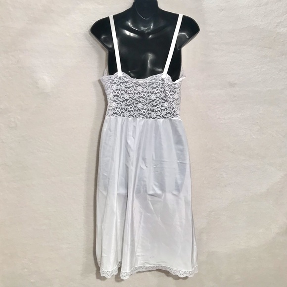 Vintage handmade lingerie slip white silky lace trim peekaboo sides - Picture 4 of 9